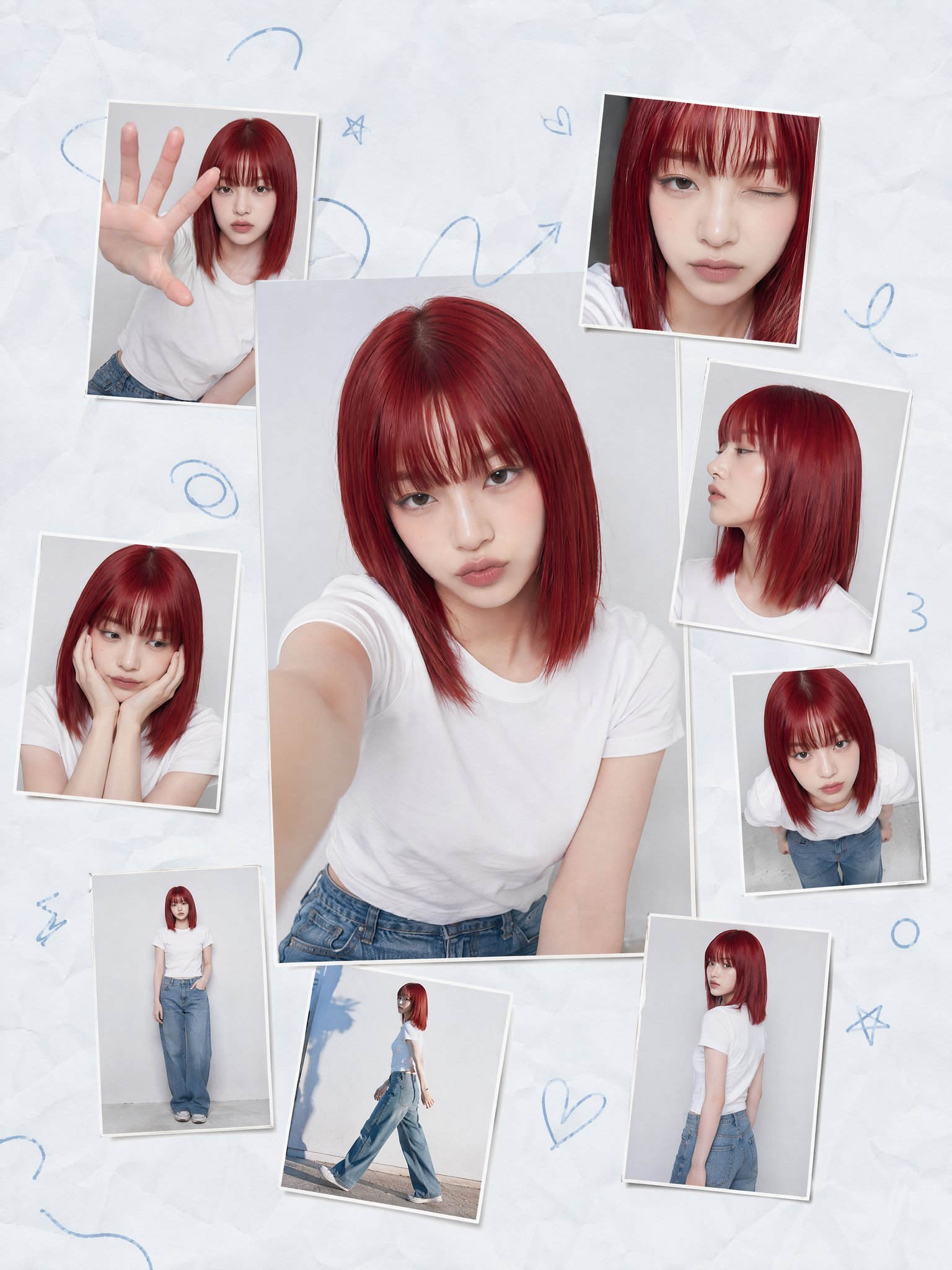 That Korean-style collage layout with the 8 small poses is pure INS aes… 1