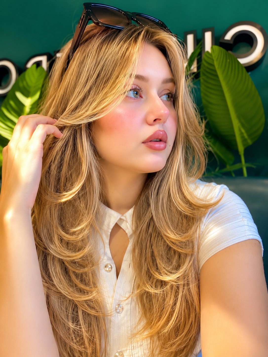 Ultra-realistic close-up beauty portrait of a stunning young blonde wom…