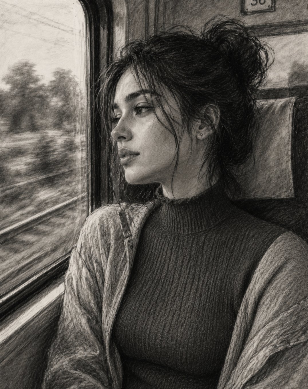 Create a high-quality, detailed pencil sketch portrait inspired by the …