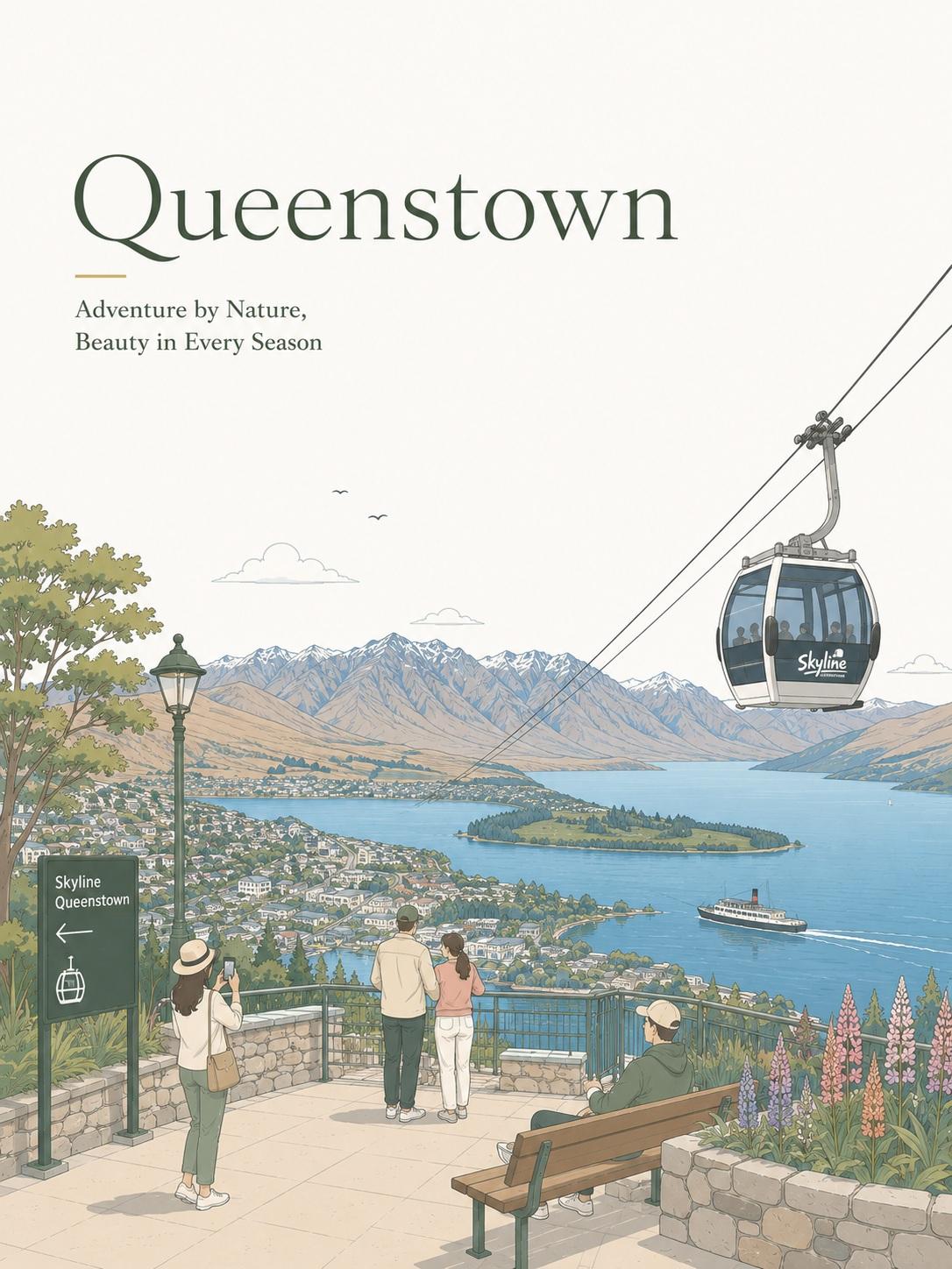 Create a minimalist travel poster illustration in a soft editorial flat… 2