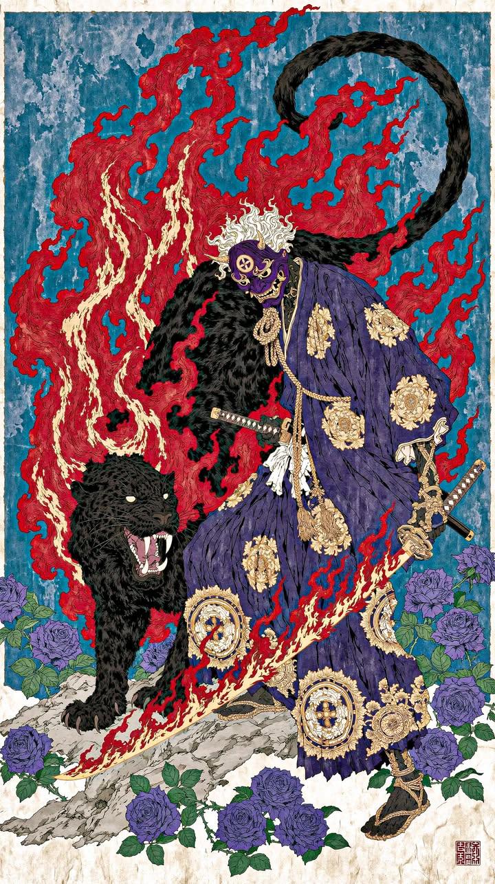 Masterpiece, ultra-detailed Japanese ukiyo-e inspired illustration of a… 1