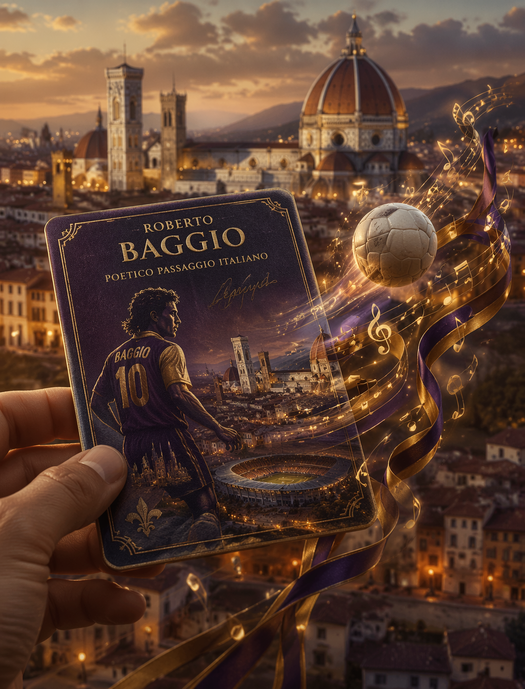 Roberto Baggio Поэтический итальянский пас: рука держит бархатный пропу…