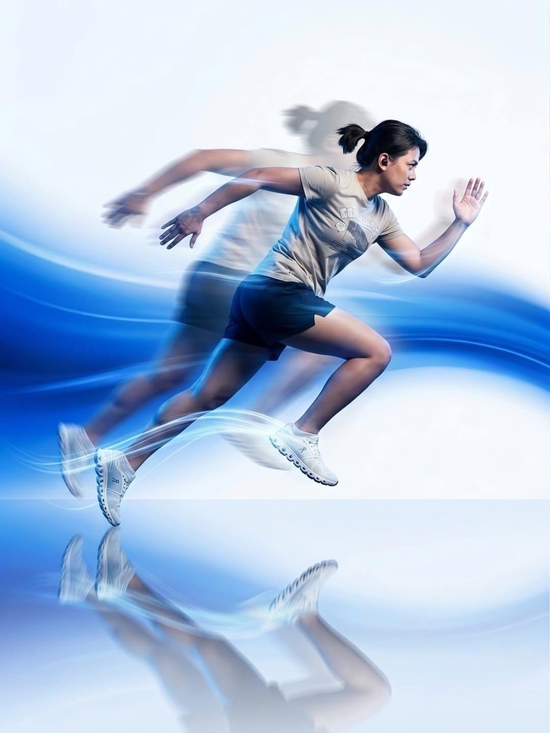 Dynamic sports fashion campaign photo of a male athlete sprinting mid-a… 1