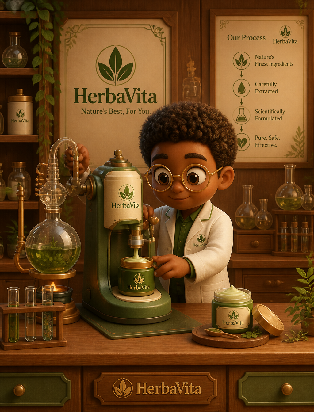 A soft 3D cartoon scene promoting [brand]. A cute, round character with…