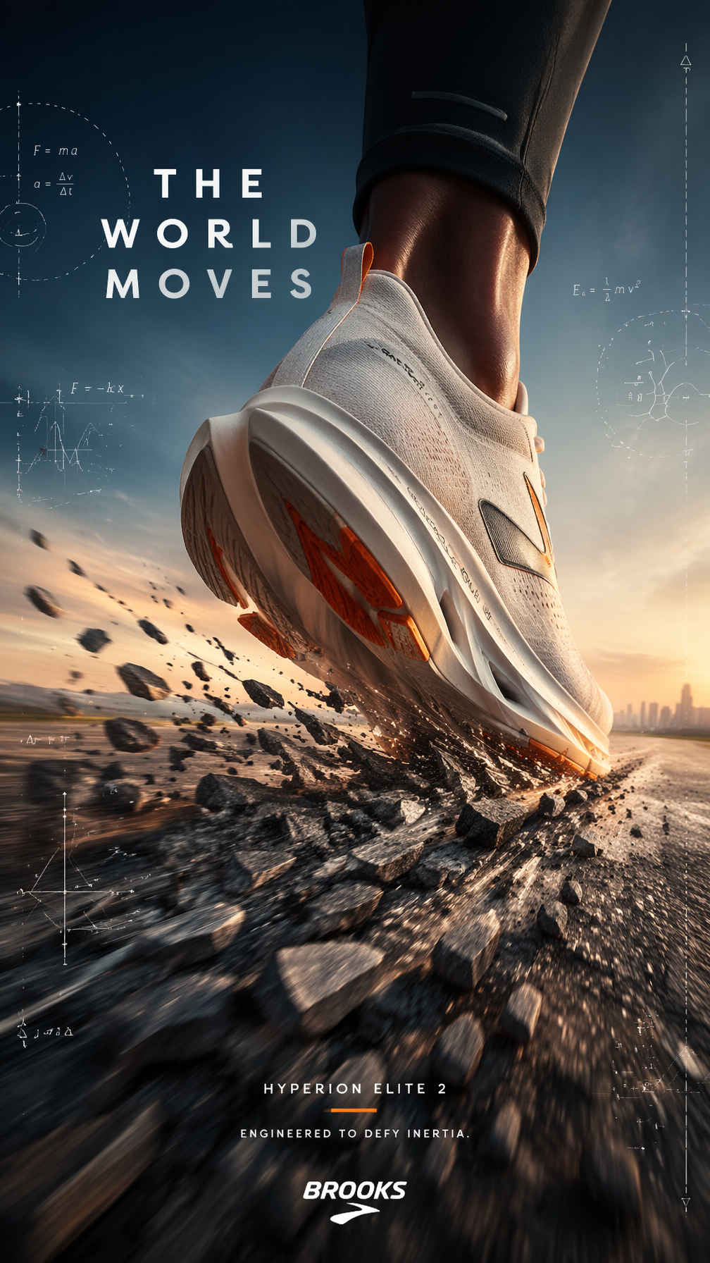 A premium 9:16 sports advertising poster.Main Subject:A premium running…
