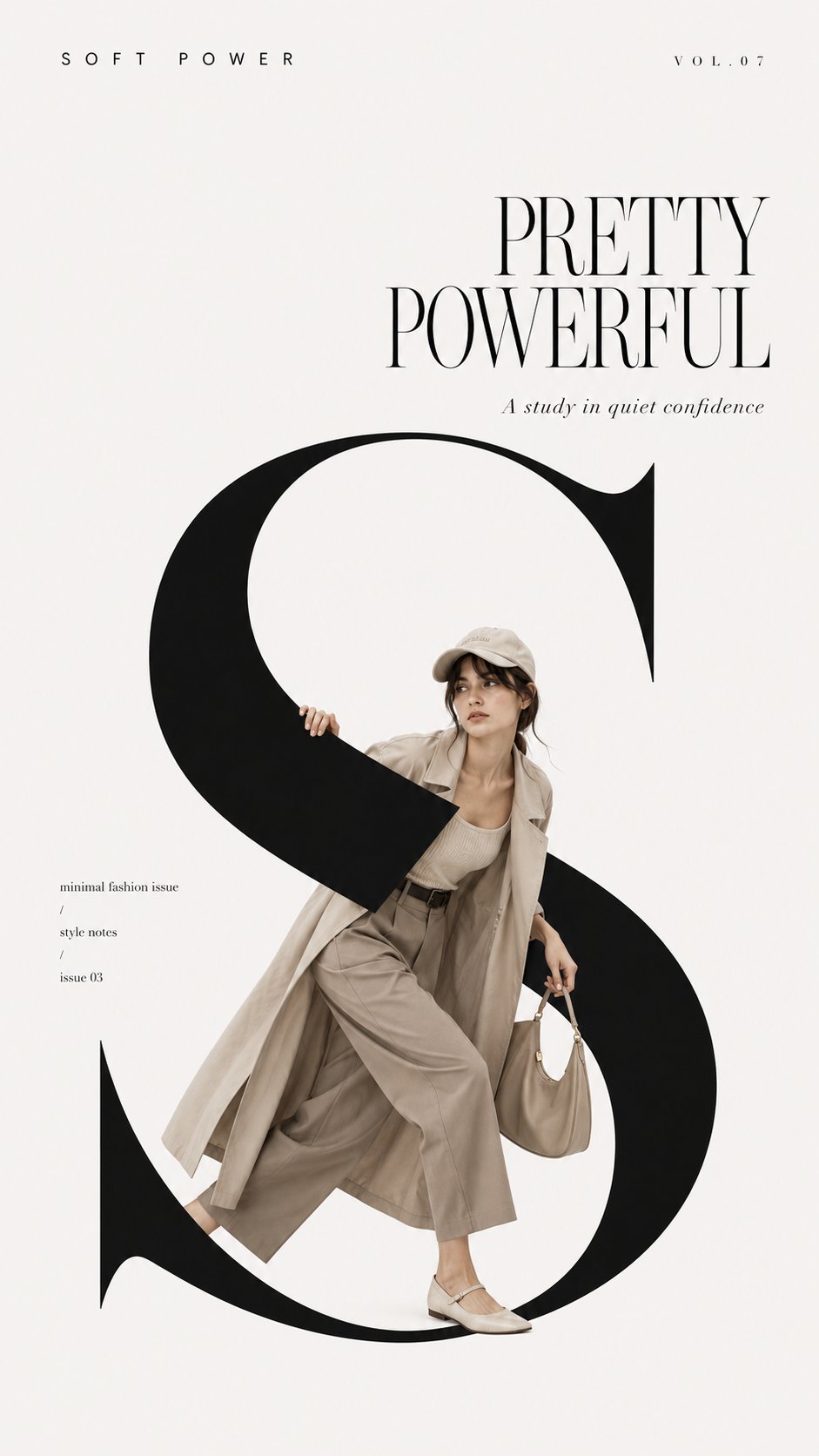 Create a high-end fashion editorial cover with strong typography, refin… 1