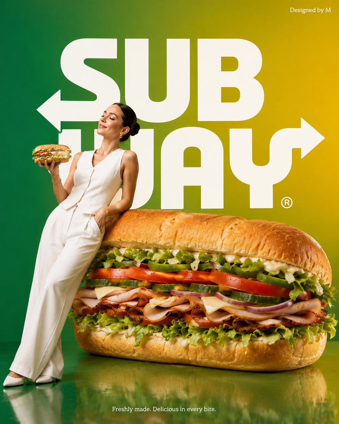 Create a minimalist commercial advertisement featuring an oversized Sub… 2