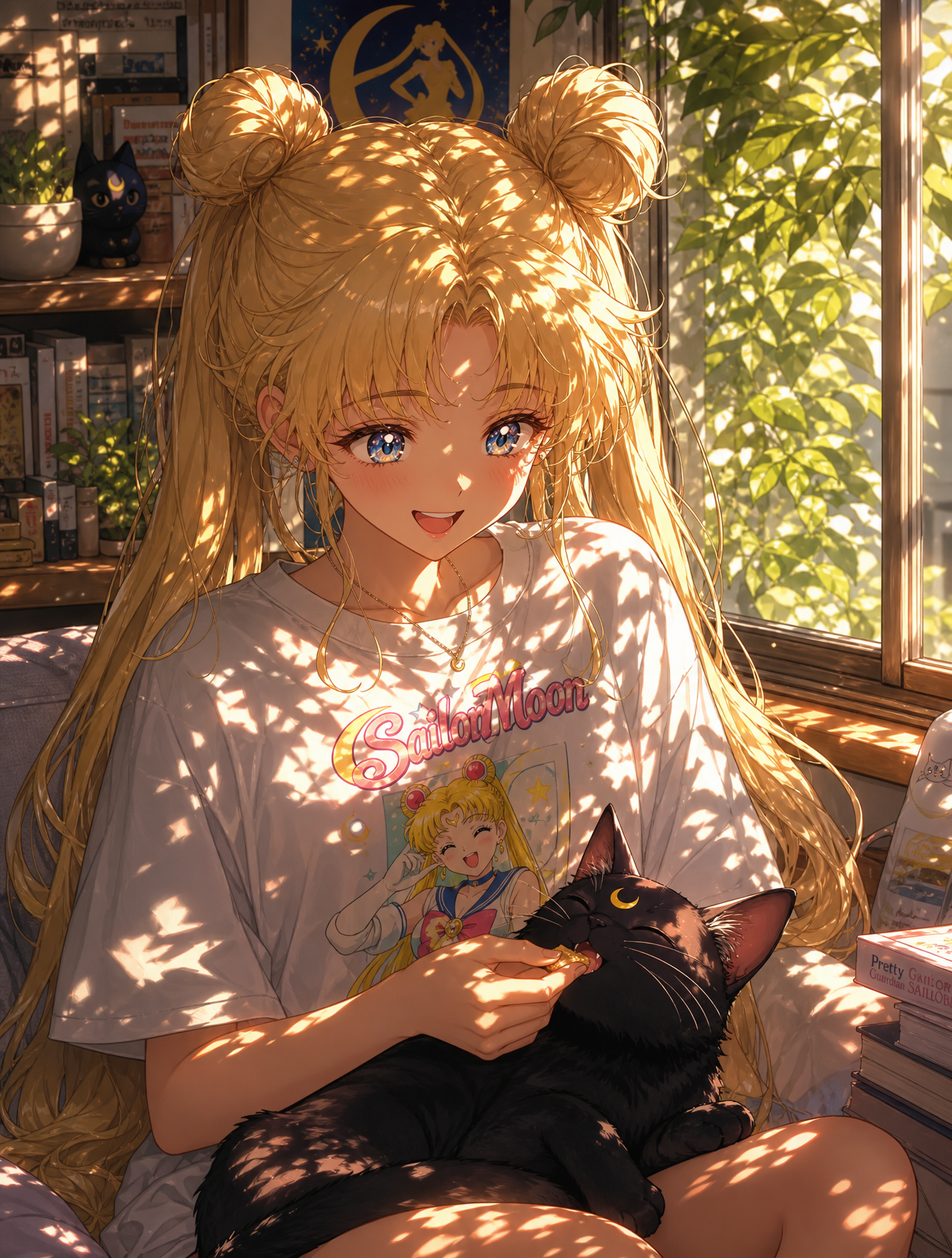A detailed and heartwarming modern anime illustration portrait of Usagi…