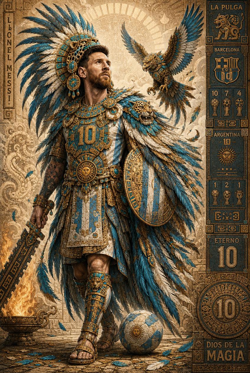 Create a highly detailed vertical poster illustration of a legendary fo…