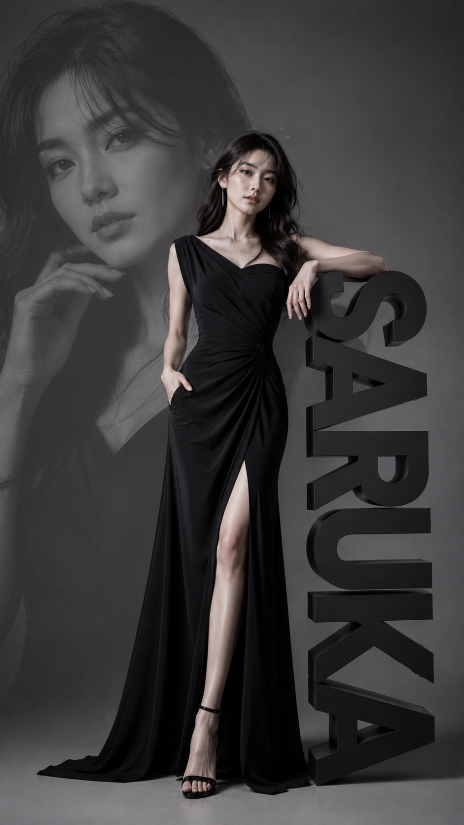 Professional full-length studio portrait of a beautiful Japanese woman … 1