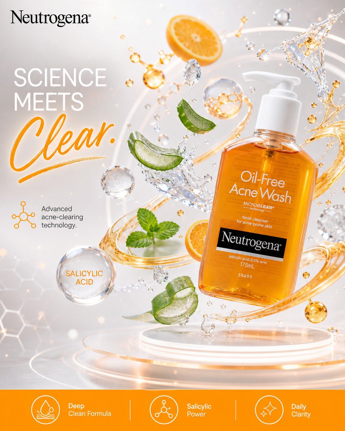 Ultra-realistic luxury skincare advertisement for Neutrogena Oil-Free A… 3