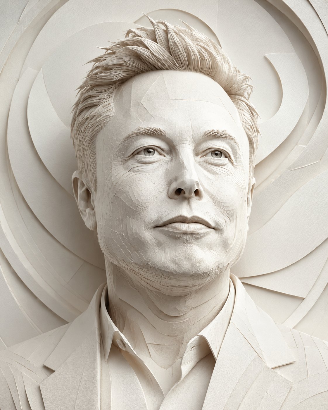 Ultra-detailed 3D paper sculpture portrait of a handsome man, handcraft…