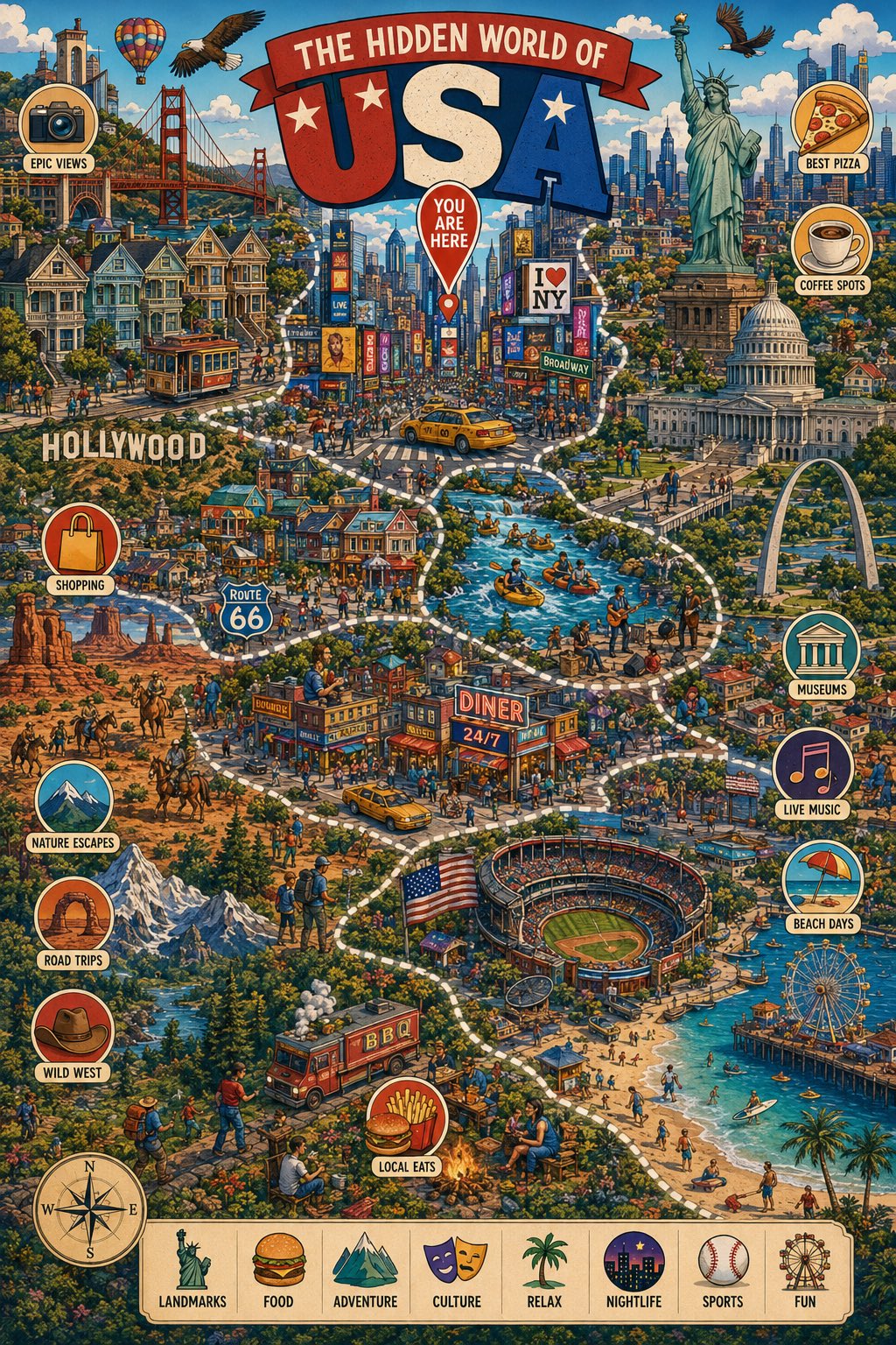 Create a highly detailed illustrated infographic poster (CITY NAME) GOA… 1