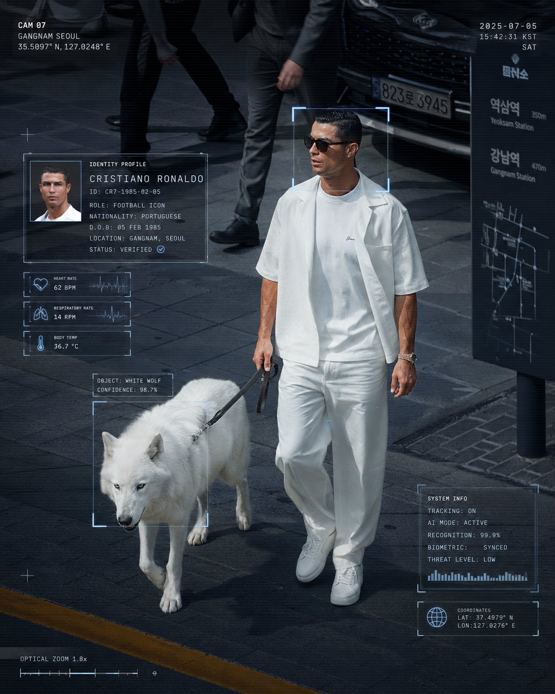Cybercore editorial fashion photography of the attached man wearing a m…