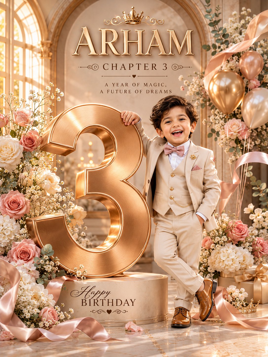 Professional luxury birthday poster, 3:4 portrait composition, ultra-pr… 2