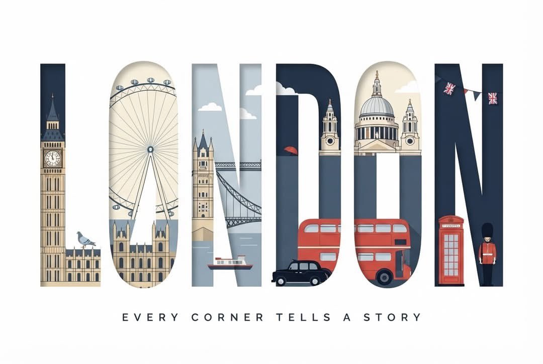 Clean, modern typographic travel poster in a 3:2 landscape format. The … 1