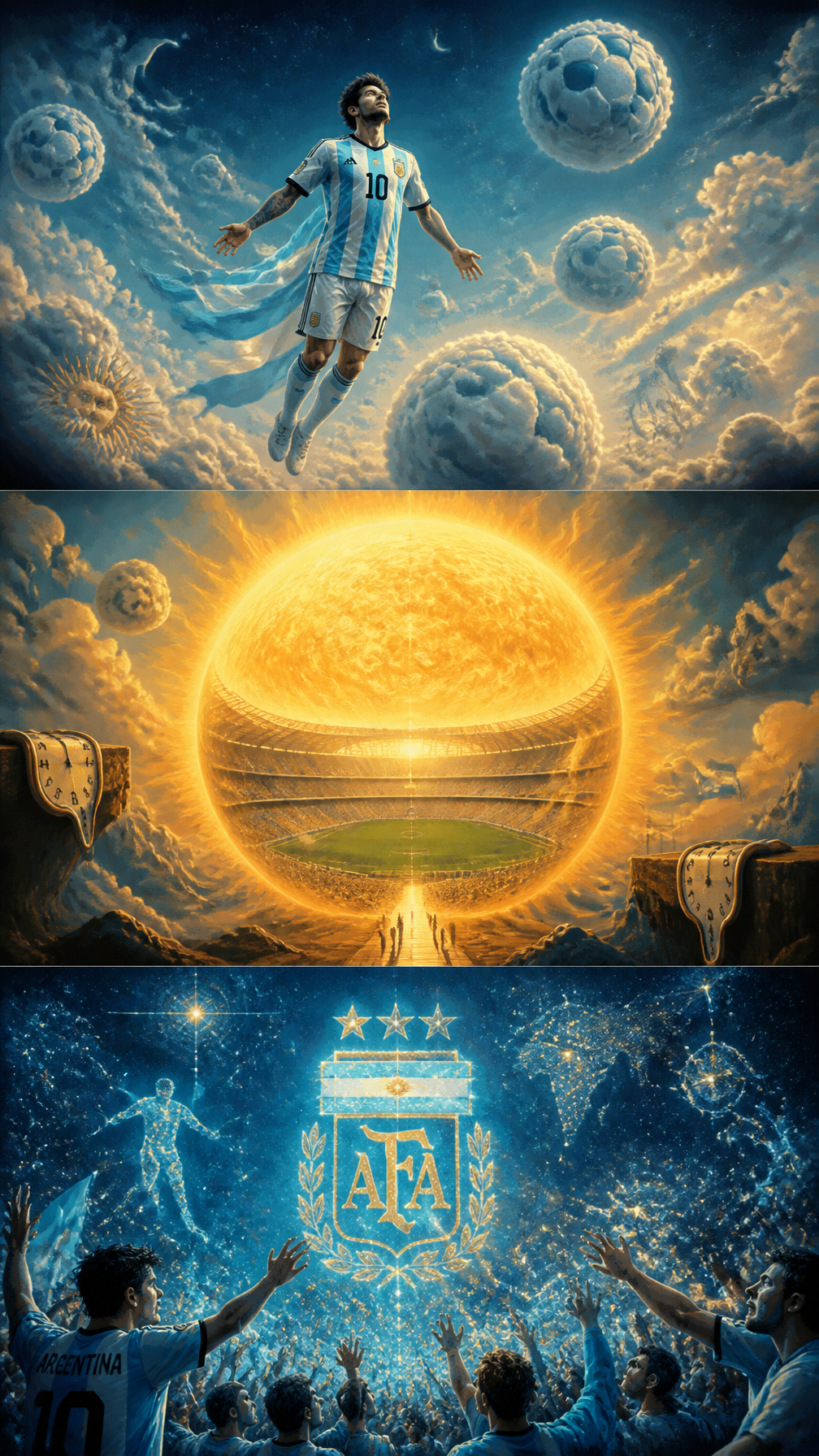 Argentina – Dreamlike Surrealism Style Vertical 9:16 collage in 3 surre…