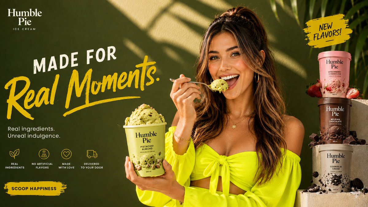 Prompt Create a premium luxury ice cream advertisement for a fictional …