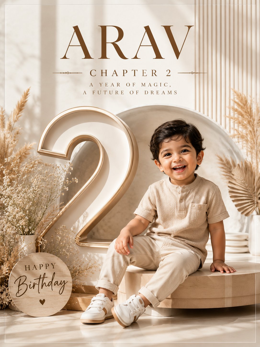 Professional luxury birthday poster, 3:4 portrait composition, ultra-pr…