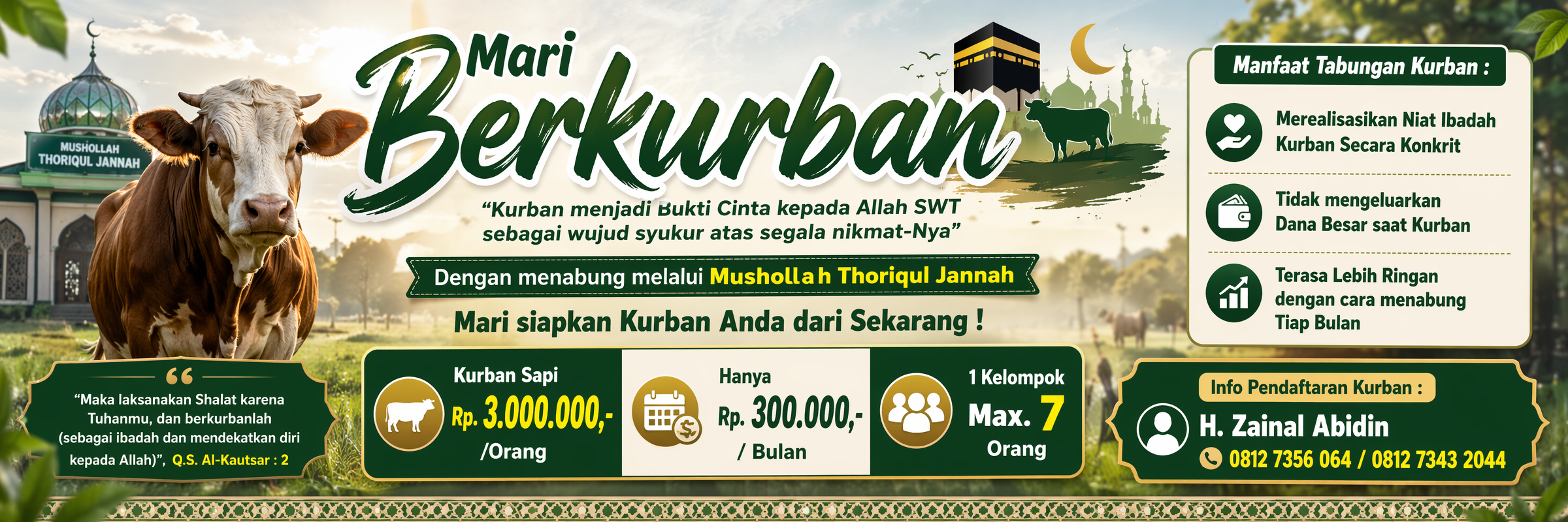 Buatkan Ide Poster Arisan Kurban Sapi dengan Ukuran (2:1) 4K High-Res, …
