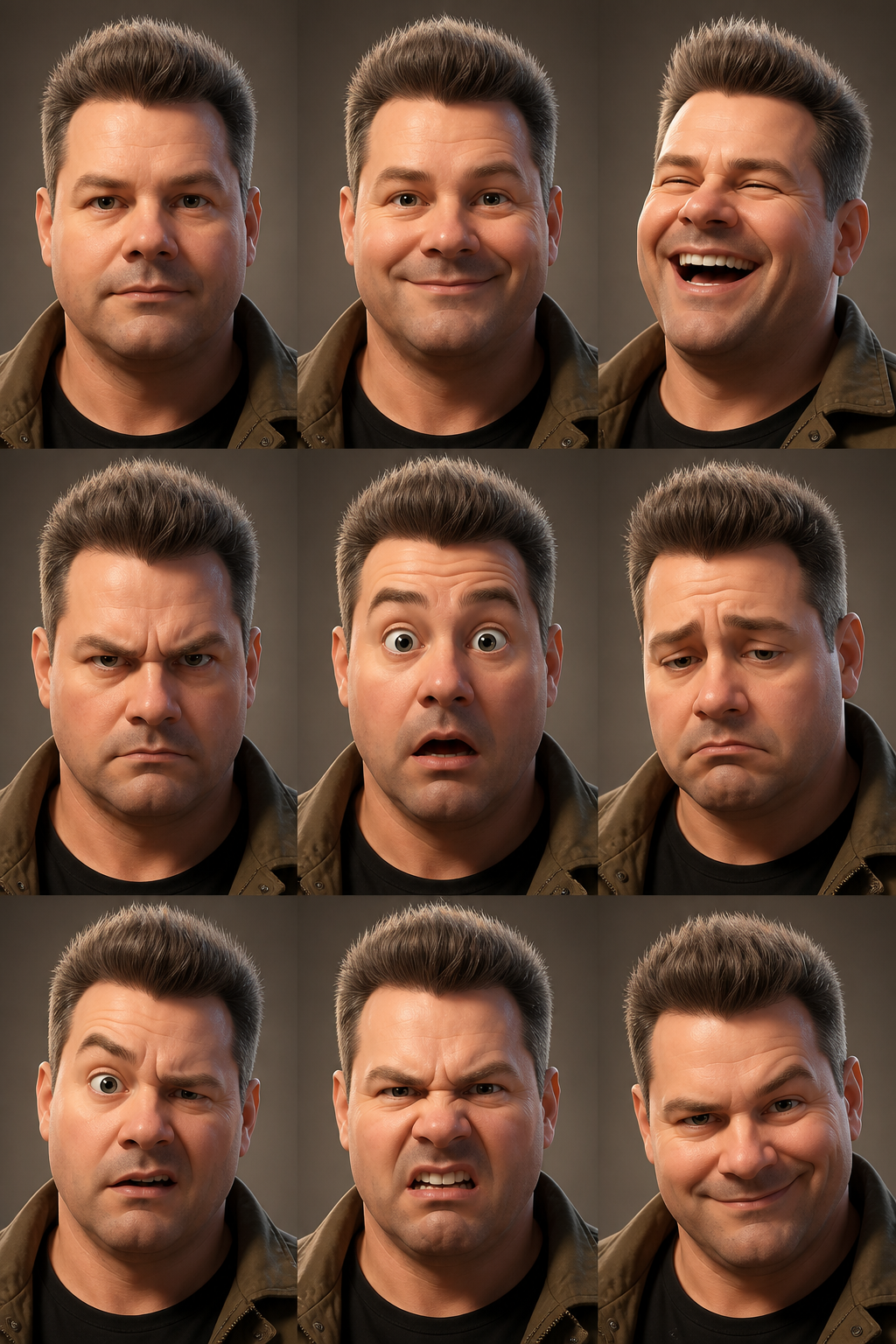 Create a stylized cinematic 3D animated character inspired by the facia…