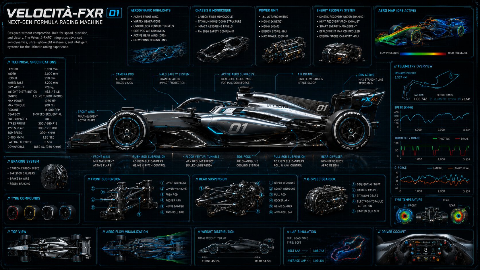 Ultra-detailed futuristic superbike blueprint poster of a [COLOR] sport… 2