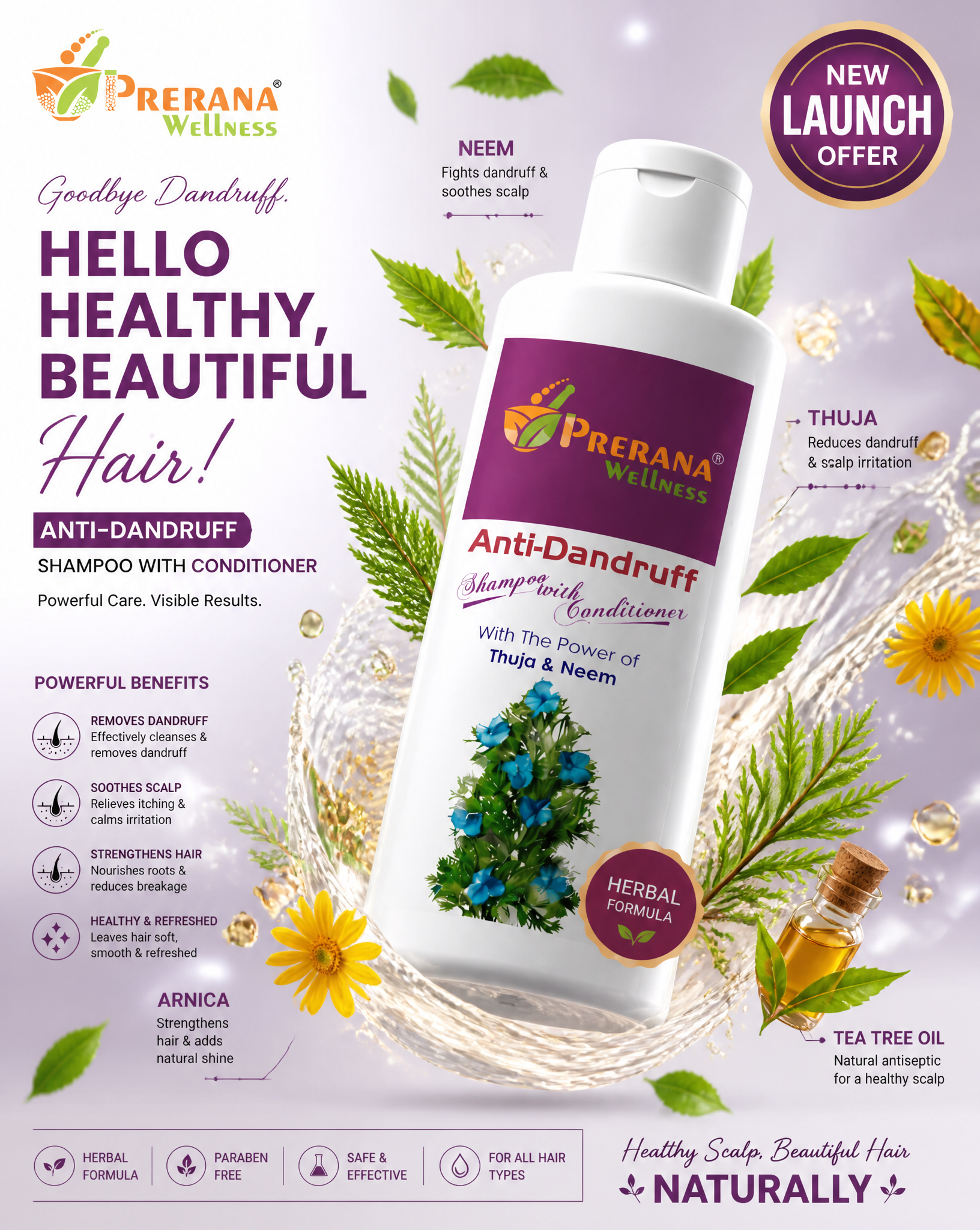 Create a premium commercial advertising poster for [anti dandruff shamp…