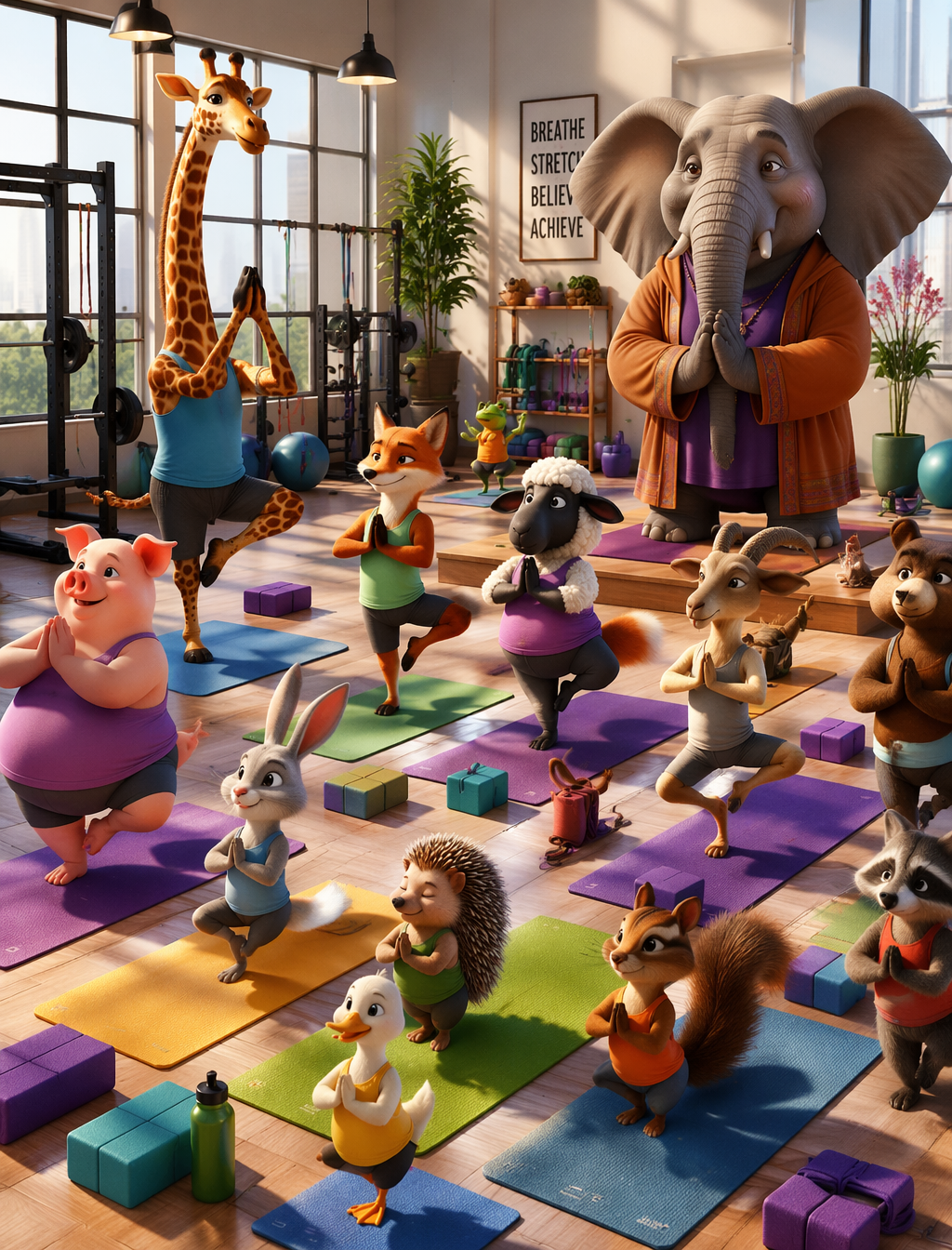 A close-up whimsical, hyper-detailed 3D Pixar animation rendering of a …