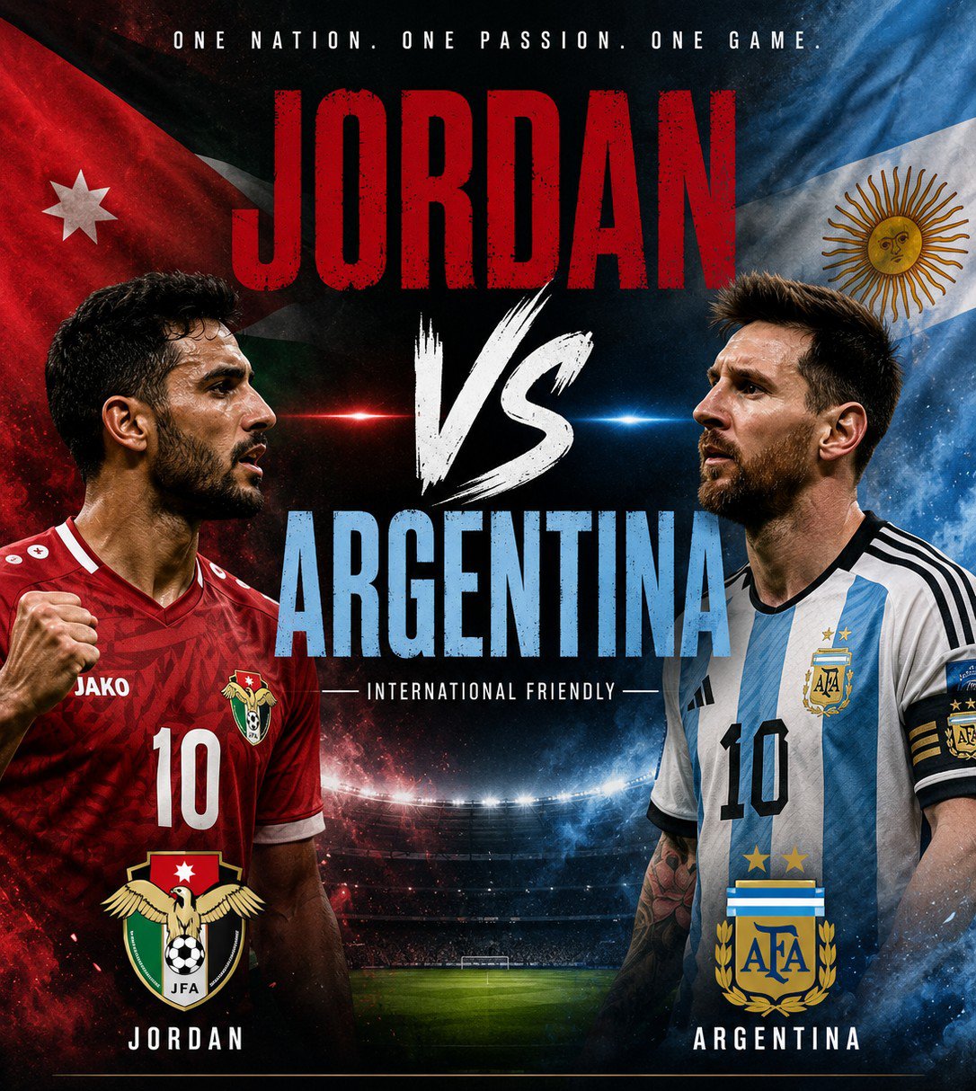 Create an ultra-realistic, premium sports match poster for an internati…