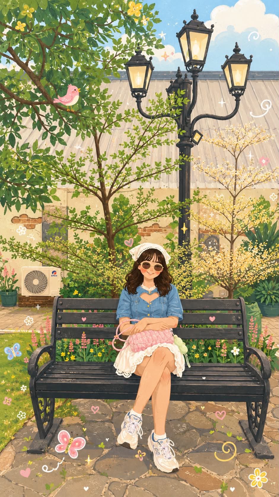 Transform the reference photo into a whimsical folk flat illustration w… 2