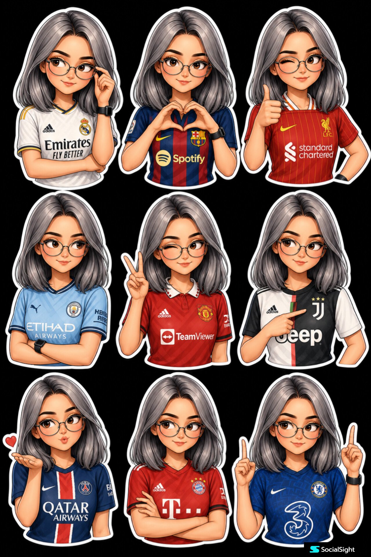 Prompt 👇 A cute chibi-style women with titanium color straight hair to… 1