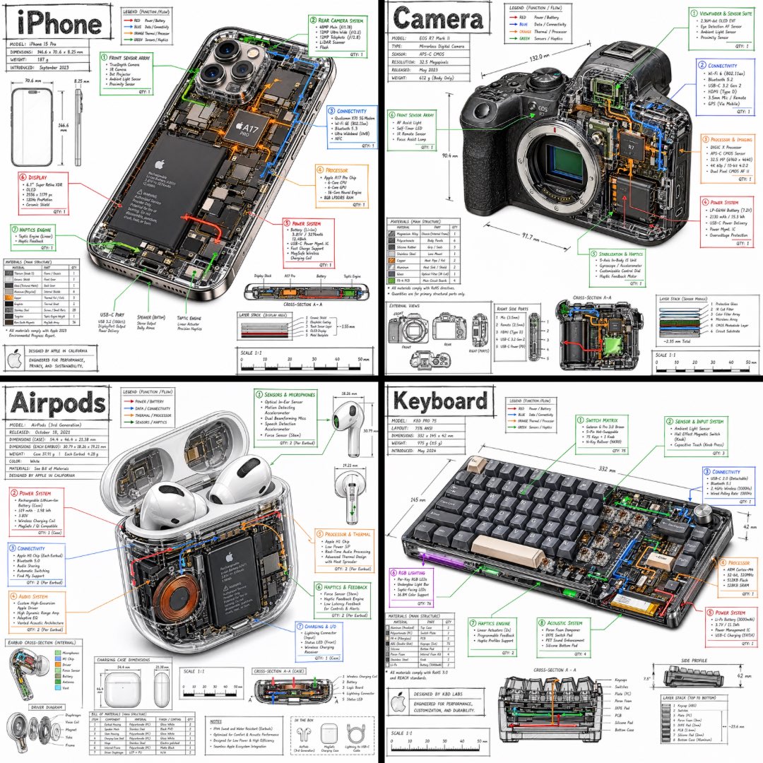 Replace [OBJECT]: “Create a technical infographic of [OBJECT] with a 45…