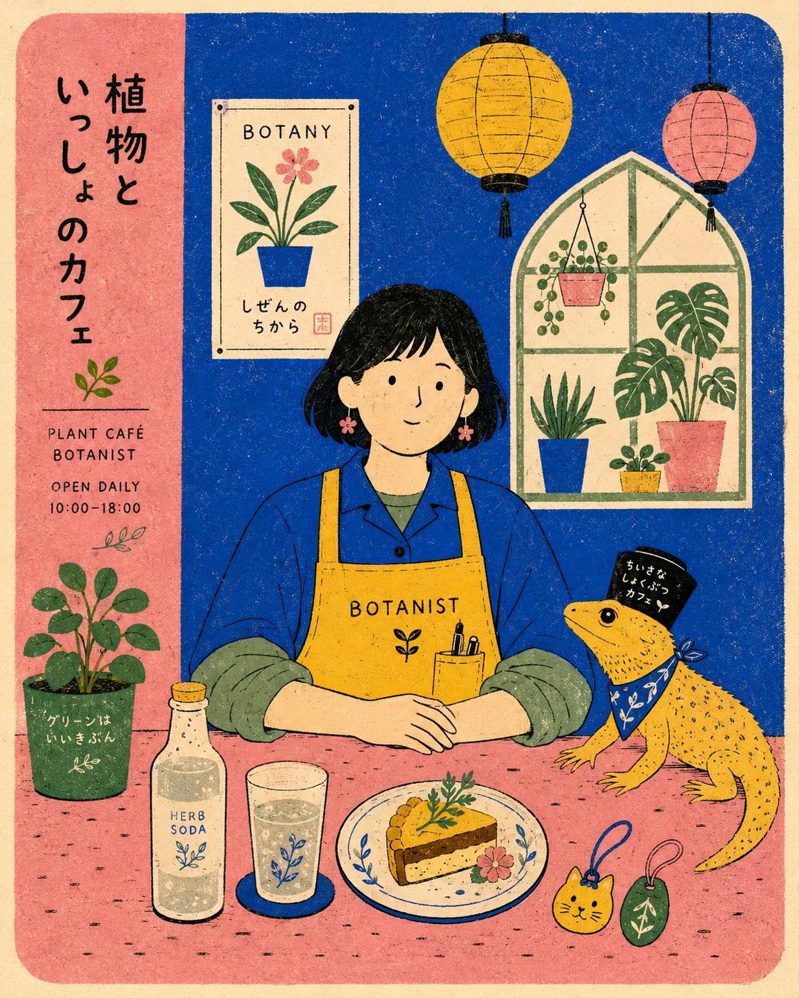 Whimsical Japanese retro café illustration, cozy slice-of-life aestheti… 3