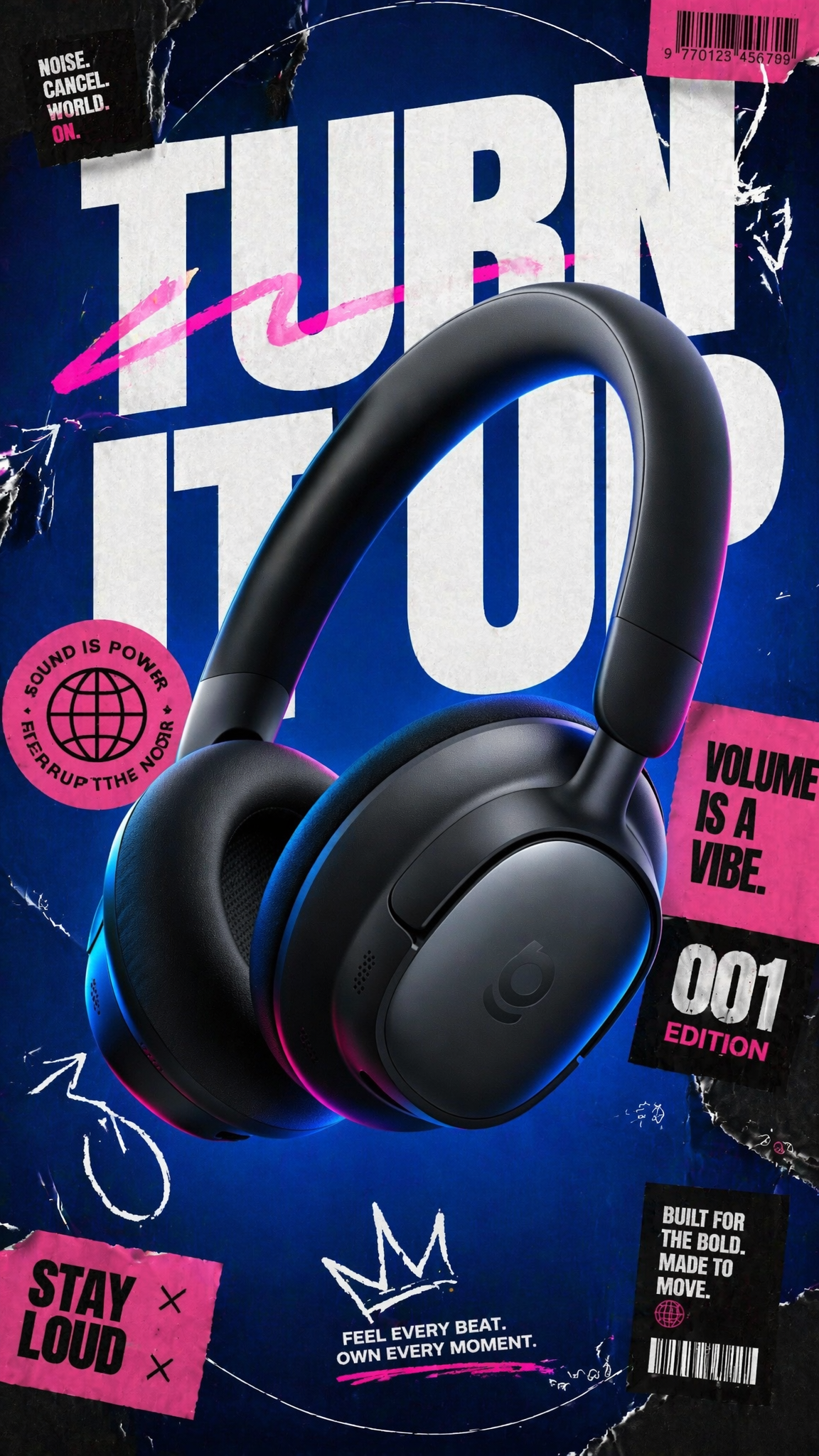 A premium 9:16 streetwear accessories advertising poster.Central Subjec…