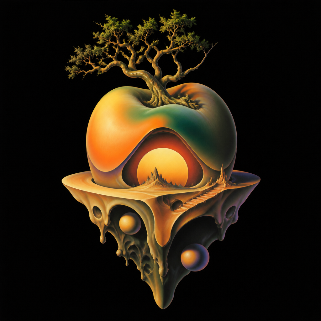 Ultra-detailed surreal object floating in empty space.Create a realisti…