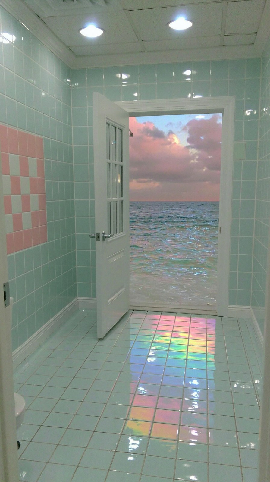 A photorealistic yet highly surreal dreamcore liminal scene inside a sm…