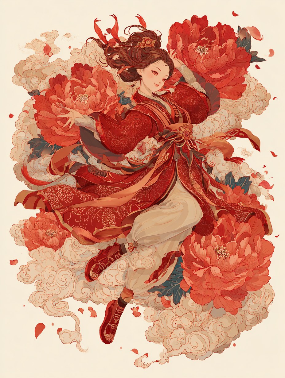 Guochao style illustration of a [Zodiac] character, wearing a tradition…