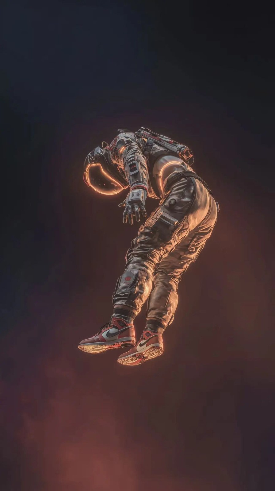 Cinematic hyperrealistic astronaut floating in outer space under dramat…