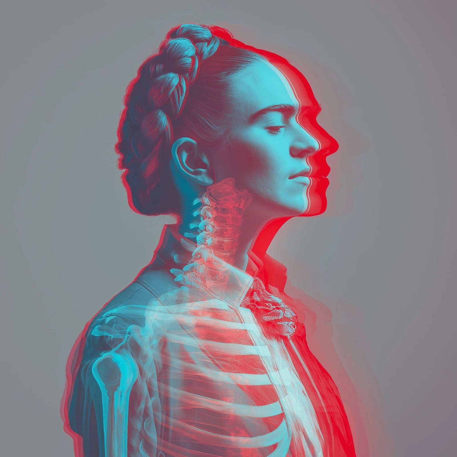 Frida Kahlo portrait in Insane51 style, perfect double exposure, first …