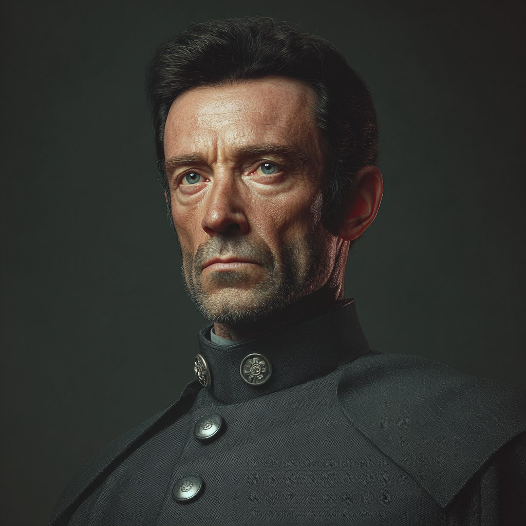 Hugh Jackman in a star wars Imperial officer uniform, photorealistic
