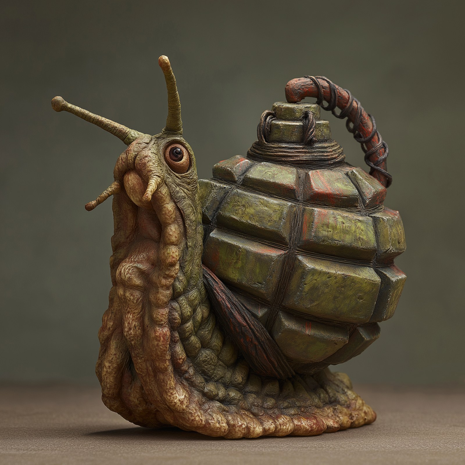 a hyper realistic slug with a shell that's a hand grenade --profile wbg…