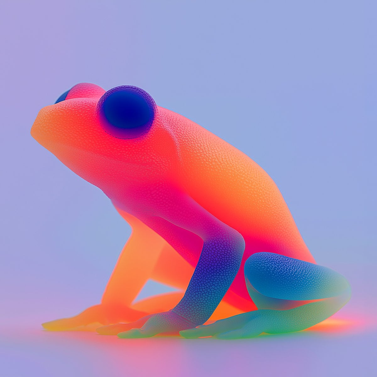 Ultraviolet tree frog with glowing holographic bright vivid neon colour…