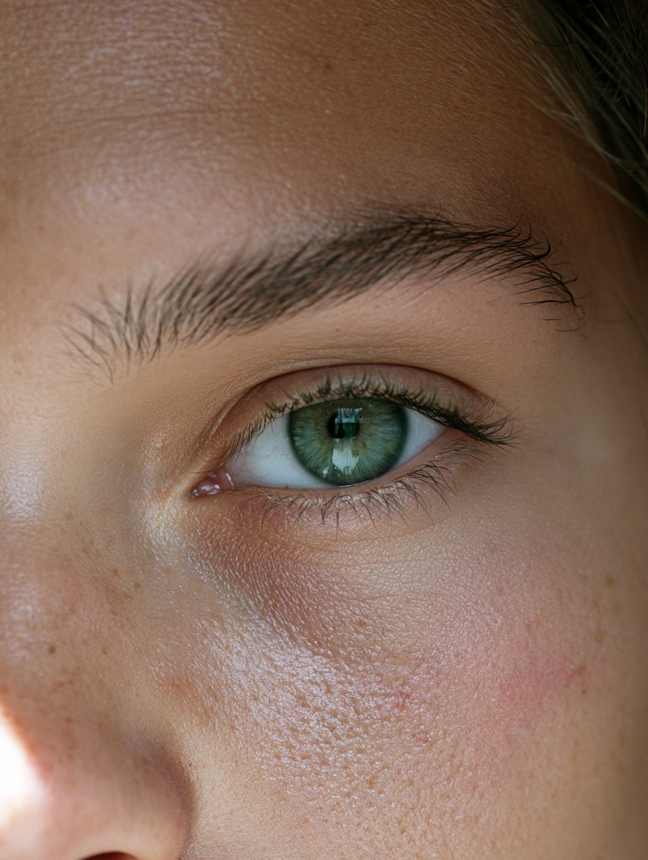 Ultra realistic extreme close up portrait of a young woman's green eye …