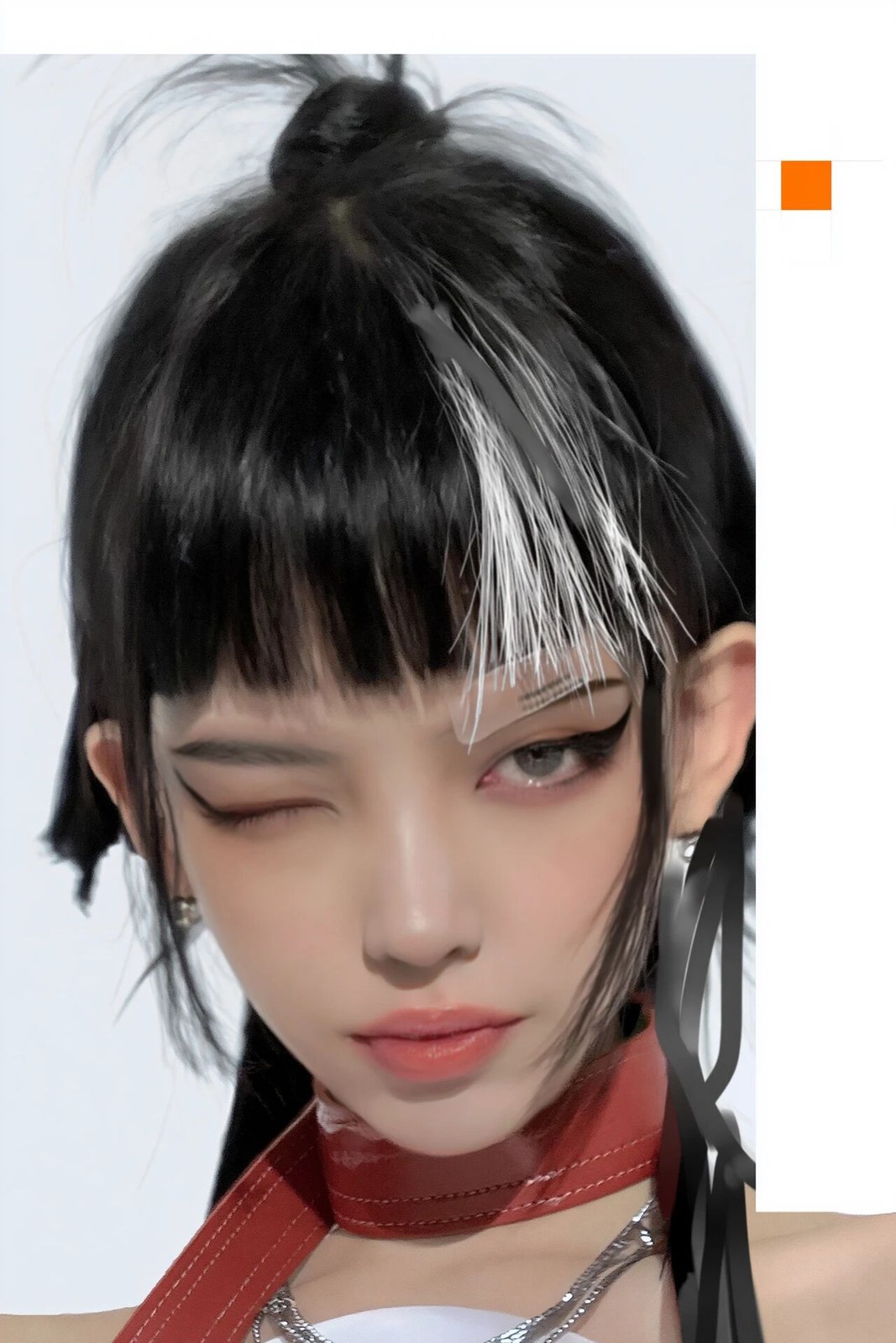 https://s.mj.run/TduQAOzwipc a woman with black hair styled in bangs an…