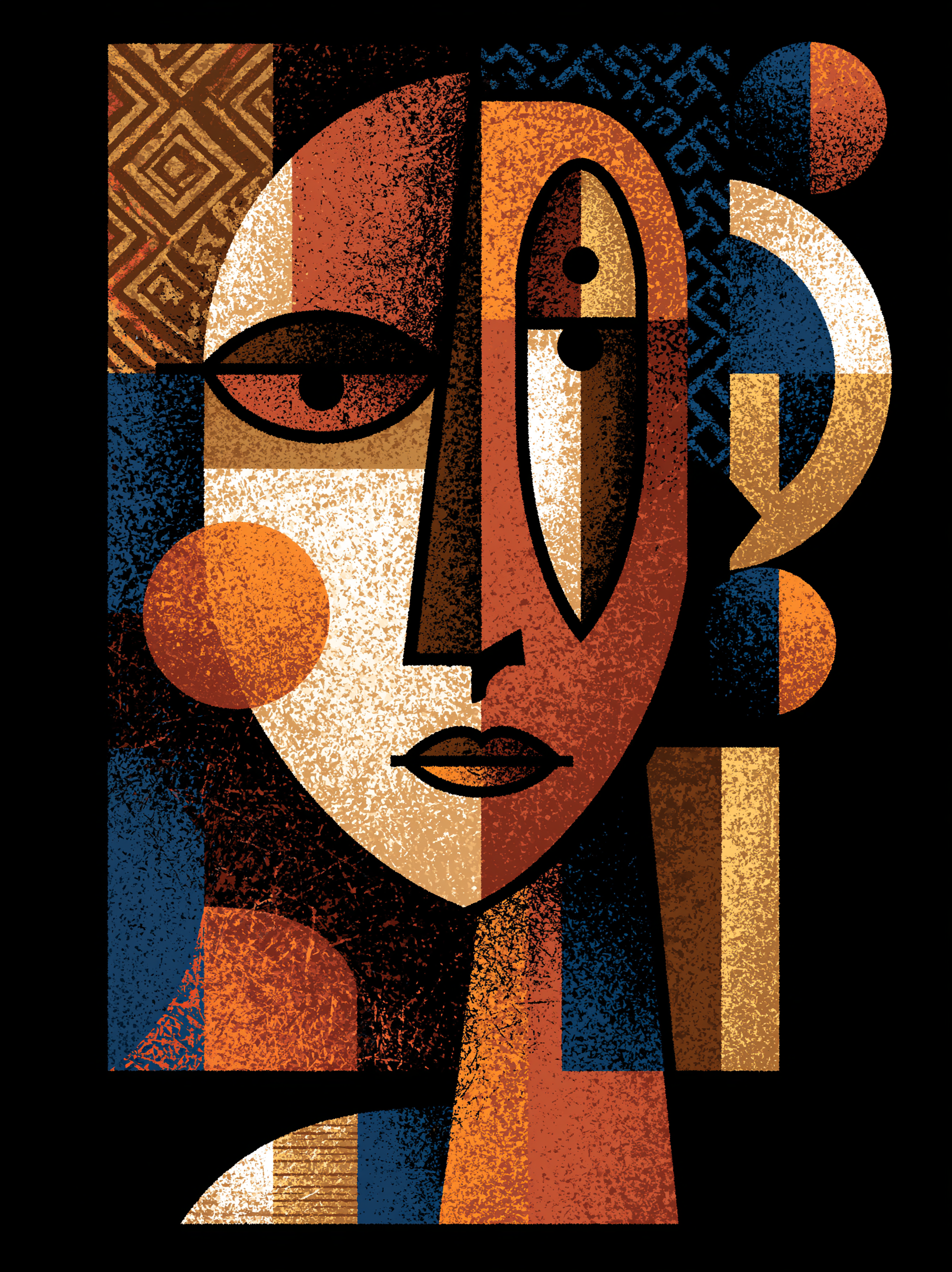 Here's an African-inspired rewrite that keeps the cubist-kawaii vector …