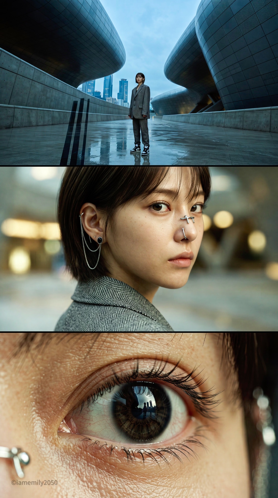Strong triptych concept with that ultra-detailed macro-to-wide storytel…