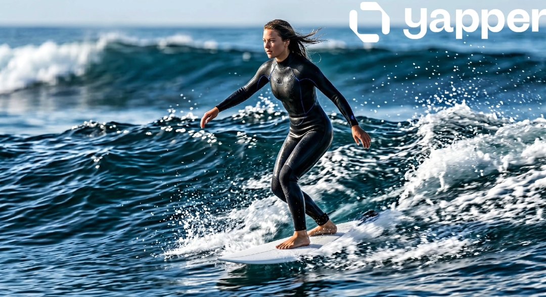 Ultra realistic photo of a person surfing on a medium ocean wave, ridin…