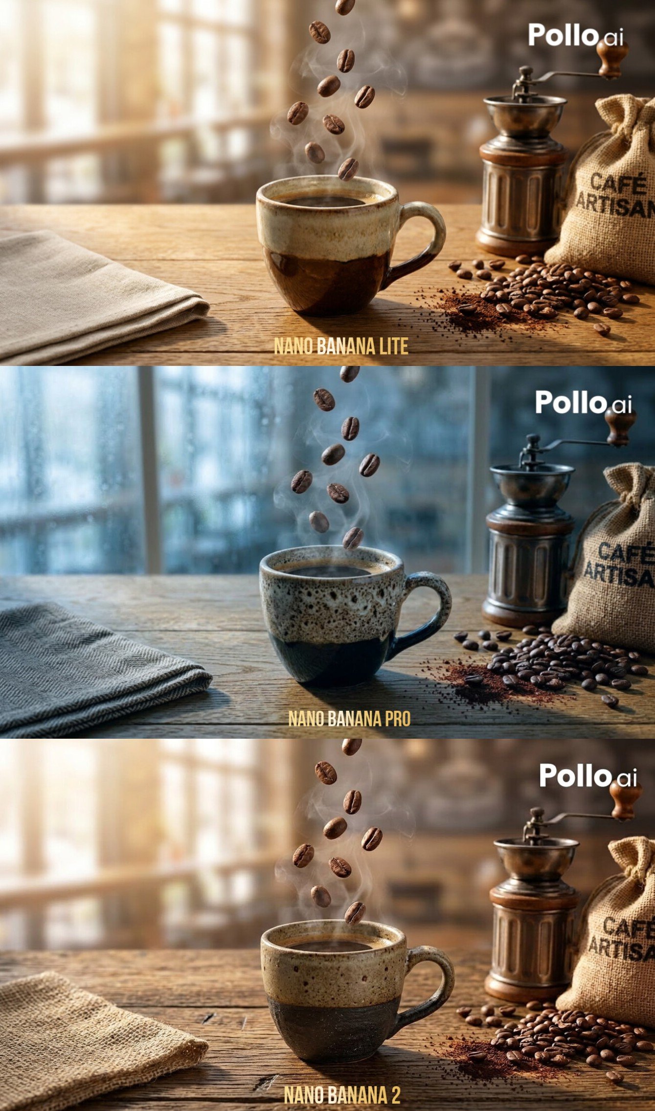 A premium commercial coffee advertisement featuring a handcrafted ceram…