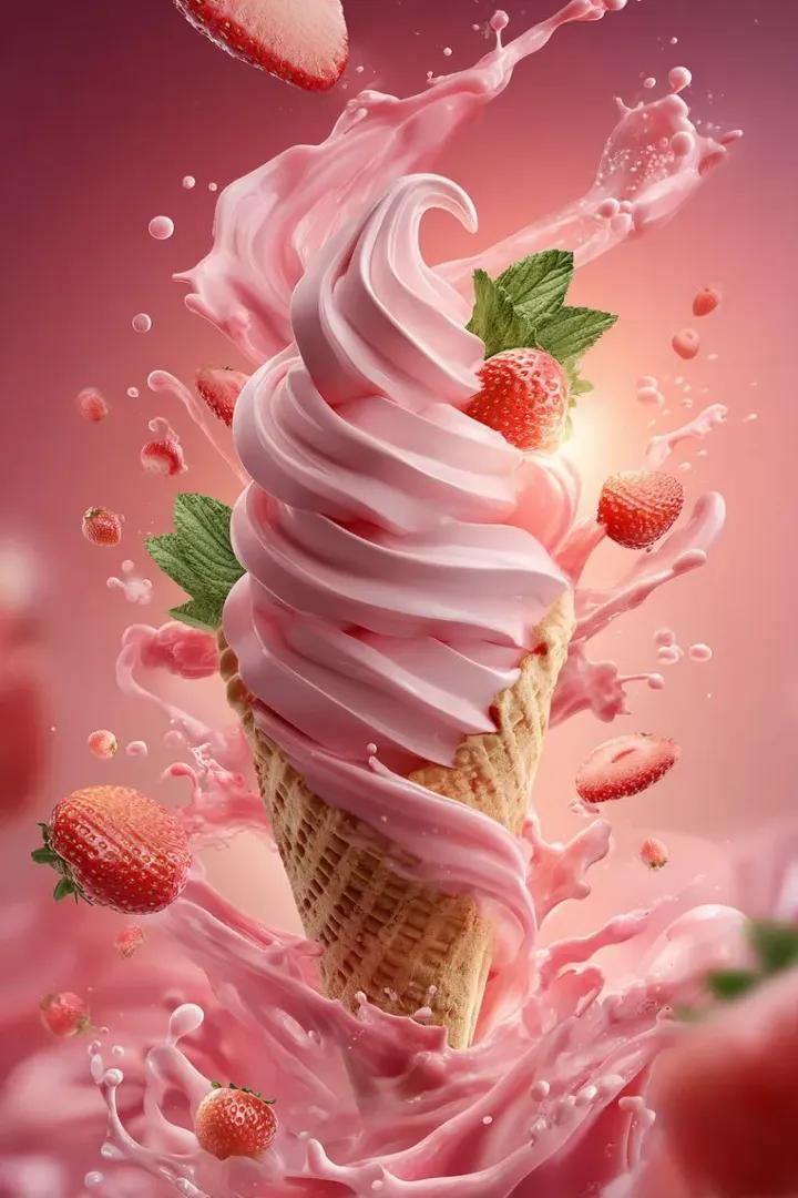 A vibrant and stylish ice cream banner for Cold Crush, featuring a towe…