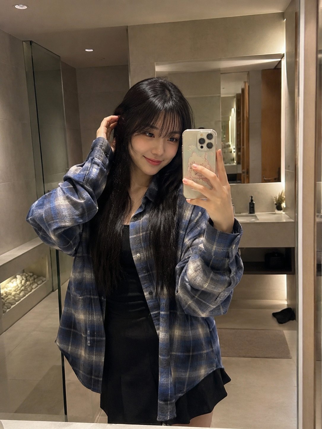 Beautiful young Japanese woman with long straight black hair and soft w… 1